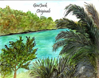 Original Watercolor Painting,  Bermuda #2,    11x14 Original Painting