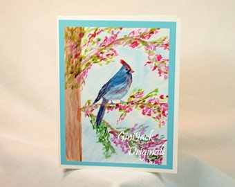 Original Art Blank Notecards, Note Cards,  Birds, Female Cardinal, Watercolor