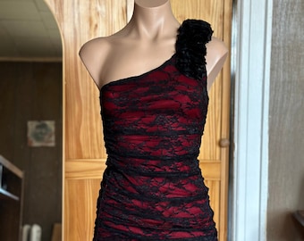 Black Lace, Handmade Party Dress, Evening Dress, For Women, Short Sleeve, Red Dress, Prom Dress, mini dress, date night outfit