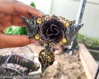Steampunk Bracelet With Rhinestones - Adjustable Victorian wedding accessories bridesmaid gift bridal accessories Halloween , Vampyric