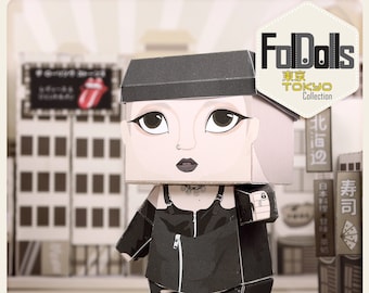 A Gothic Tokyo guy - Illustrated 3D DIY Paper Craft Doll