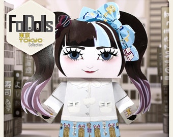 A Trendy Tokyo Girl- Illustrated 3D DIY Paper Craft Doll