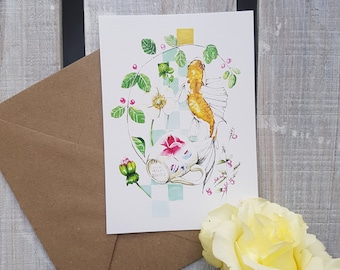 watercolor illustration, watercolor print, postcard, message card, gift idea, stationery, illustration