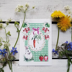 illustration printemps, illustration, aquarelle, carte postale, carte à offrir, idée cadeau, illustration lapin