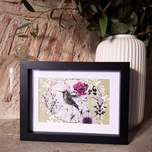 carte postale "colibri", carte postale, carte à message, idée cadeau, papeterie, illustration