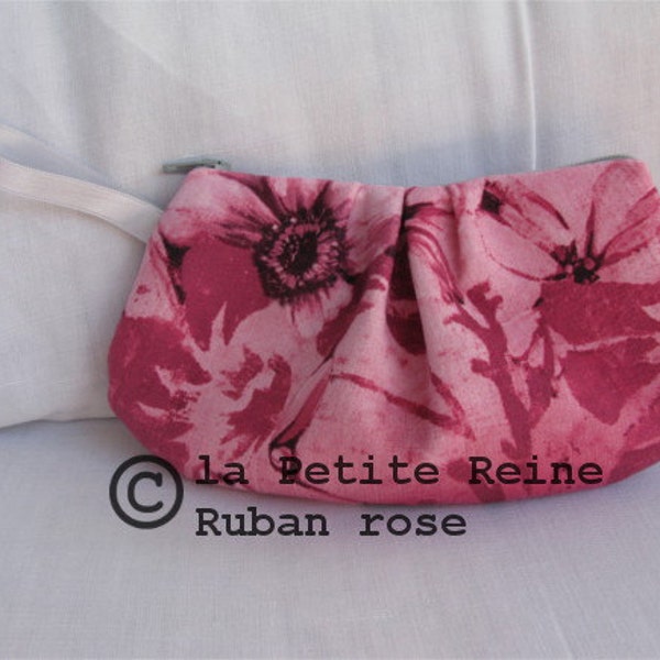 pochette, pochette plate, pochette velours, trousse maquillage, trousse toilette, tissu fleur