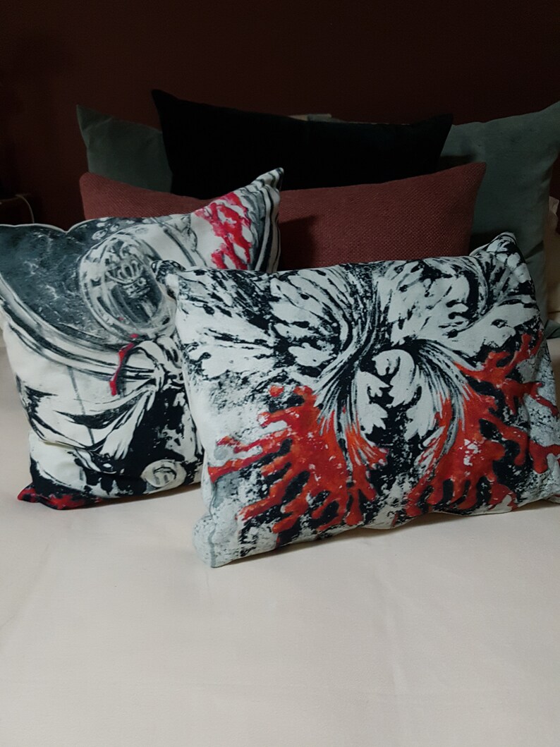 cushion, velvet cushion, square cushion, decorative cushion, rectangular cushion, flower pattern fabric image 3