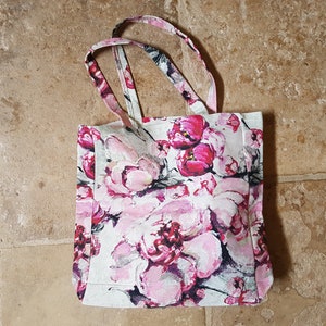 Einkaufstasche, Einkaufstasche aus Leinen, Einkaufstasche, Umhängetasche, Canvas-Tasche, Stofftasche, Blumenstoff