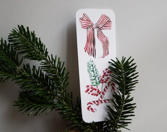 Christmas paper bookmark, art print, acrylic illustration