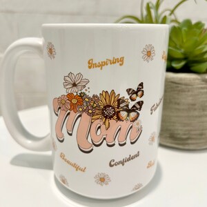 Retro Coffee Mug for Mom, Positive Affirmations Mug for Mama, Radiate Positivity Deluxe 15oz. Mug, Office Mug, Thoughtful Gift Ideas for Mom
