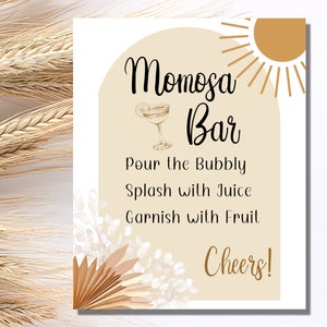 Boho Momosa Bar Baby Shower Sign, Mom Brunch Sign, Baby Girl Baby Shower Decoration, Printable Mimosa Sign