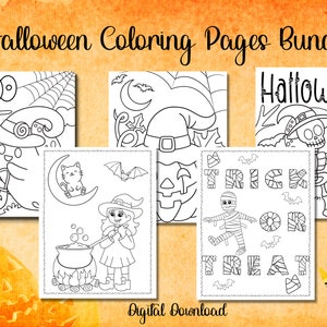 Halloween Coloring Pages Bundle, Kids Fall Coloring Page Pintables, Cute Halloween Activity Pages, Halloween Party Activity Instant Download
