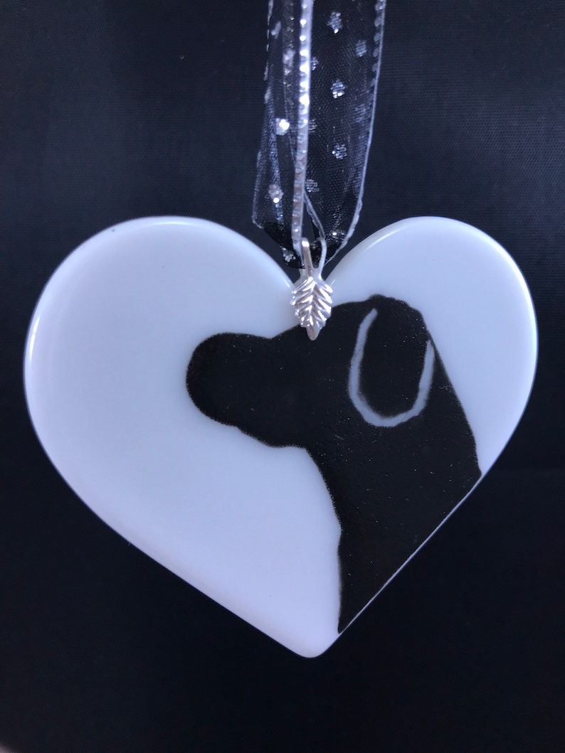 free shipping Ornament labrador dog fused glass Heart