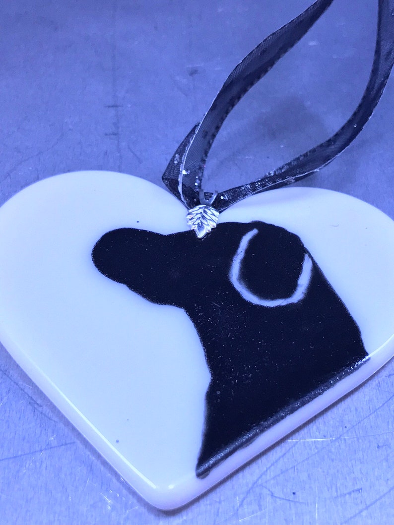 free shipping Ornament labrador dog fused glass Heart