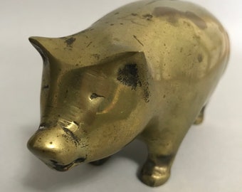 Brass Piggy Bank Etsy - vintage brass piggy bank