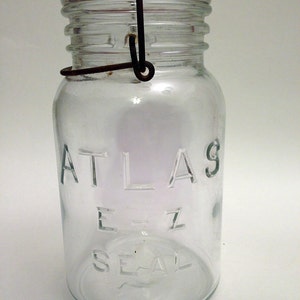 Atlas E-Z Seal - Clear Mason Jar - Teal Mason Jar - Hazel Atlas Mason Jars