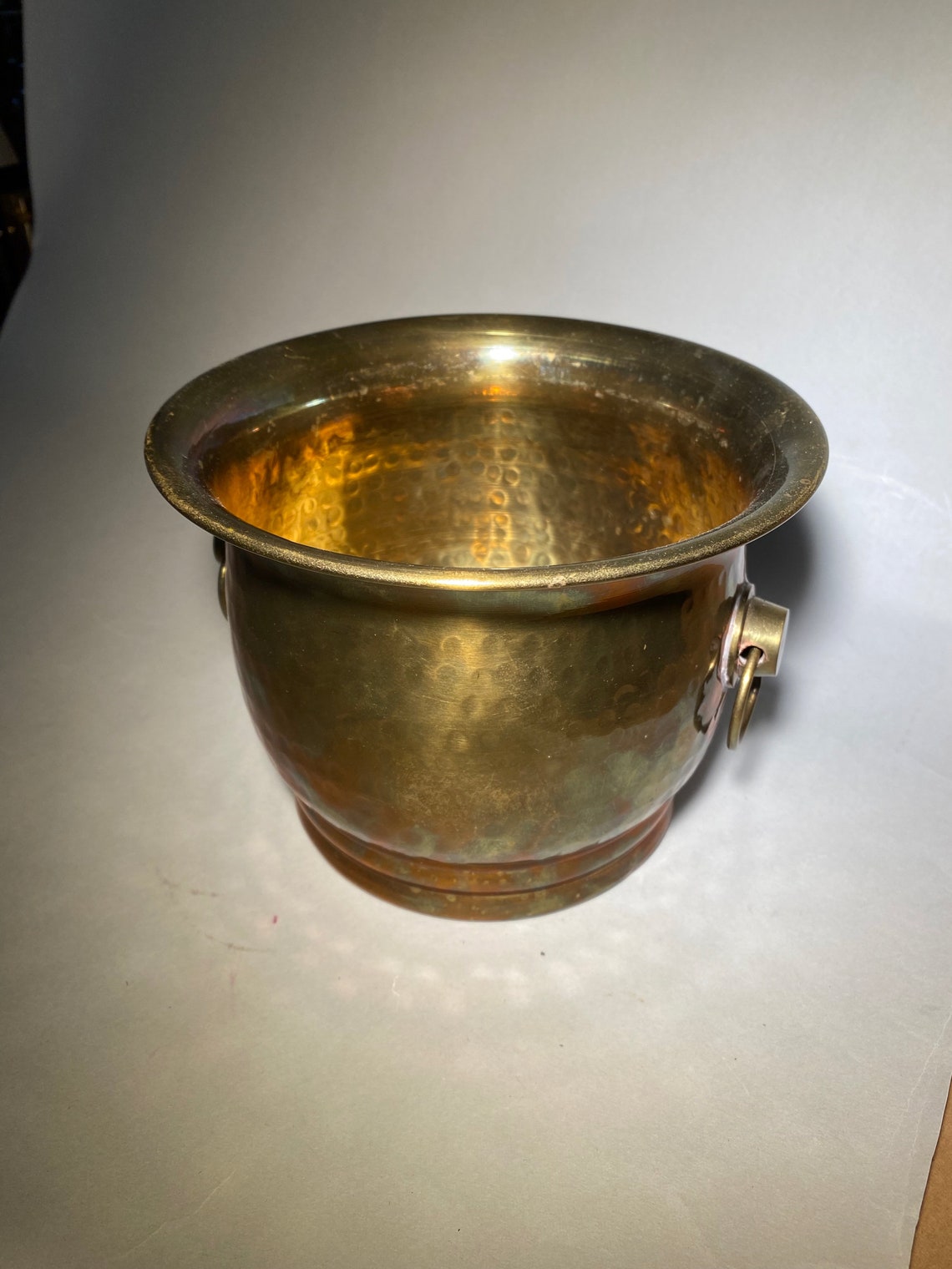 Brass Ice Bucket Made in India Hammered Pattern Handles Etsy