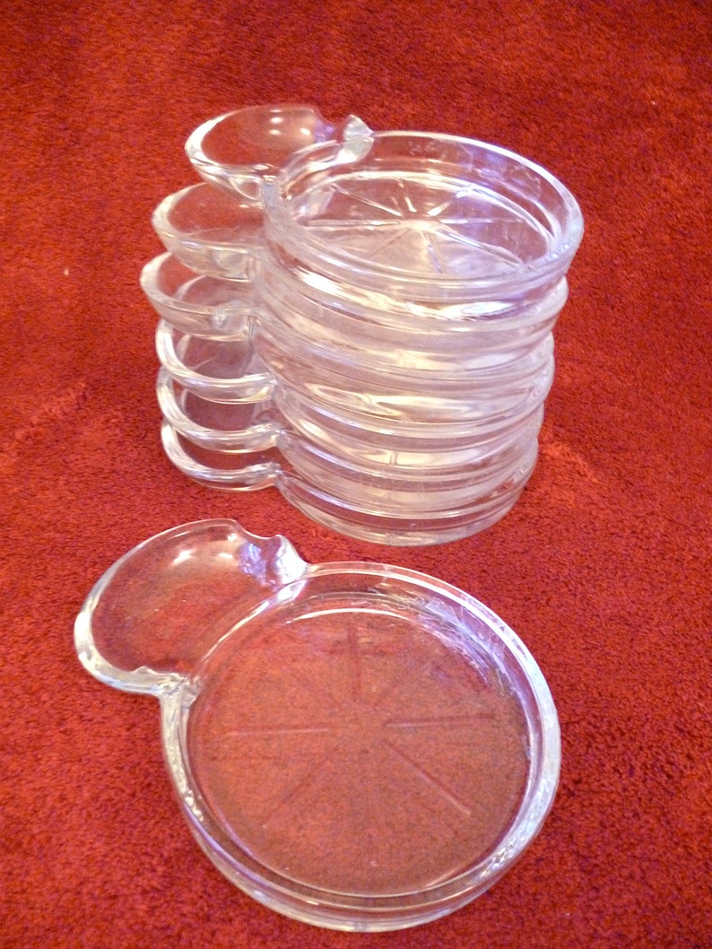Vintage Glass Ashtray Coaster Set of 7 Etsy