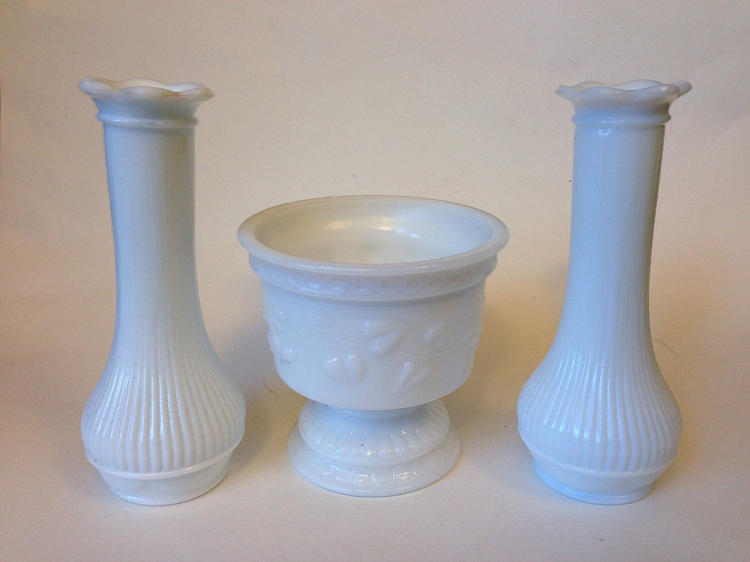 Randall Milk Glass Vases and Planter Etsy