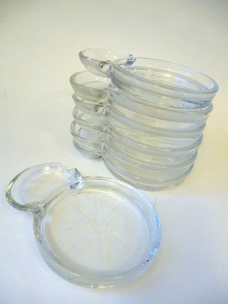 Vintage Glass Ashtray Coaster Set of 7 Etsy
