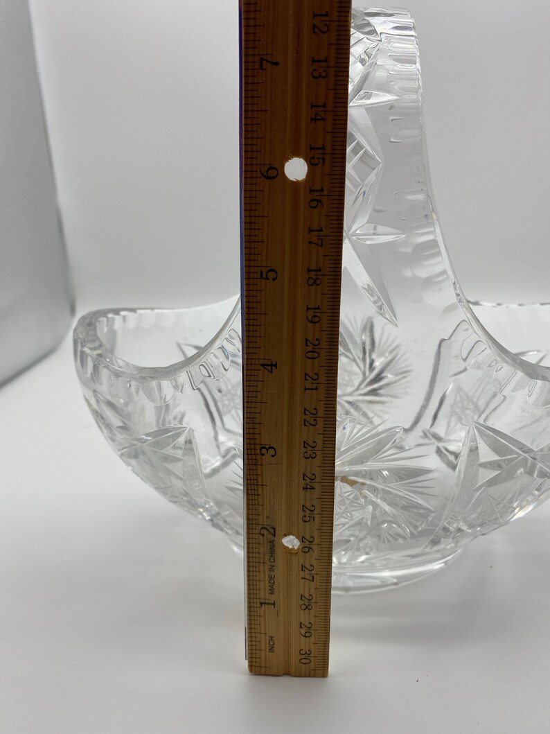 Lead Crystal Basket With Handle Rectangle Plate Pinwheel Star Etsy