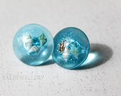 statement jewelry Mermaid Jewelry Stud Earrings Terrarium Beach jewelry Resin earrings Summer earrings Resin jewelry Turquoise earrings