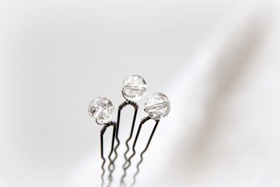Wedding Hair Grips Bridal Hair Pins Mountain Crystal Hair Pins Etsy