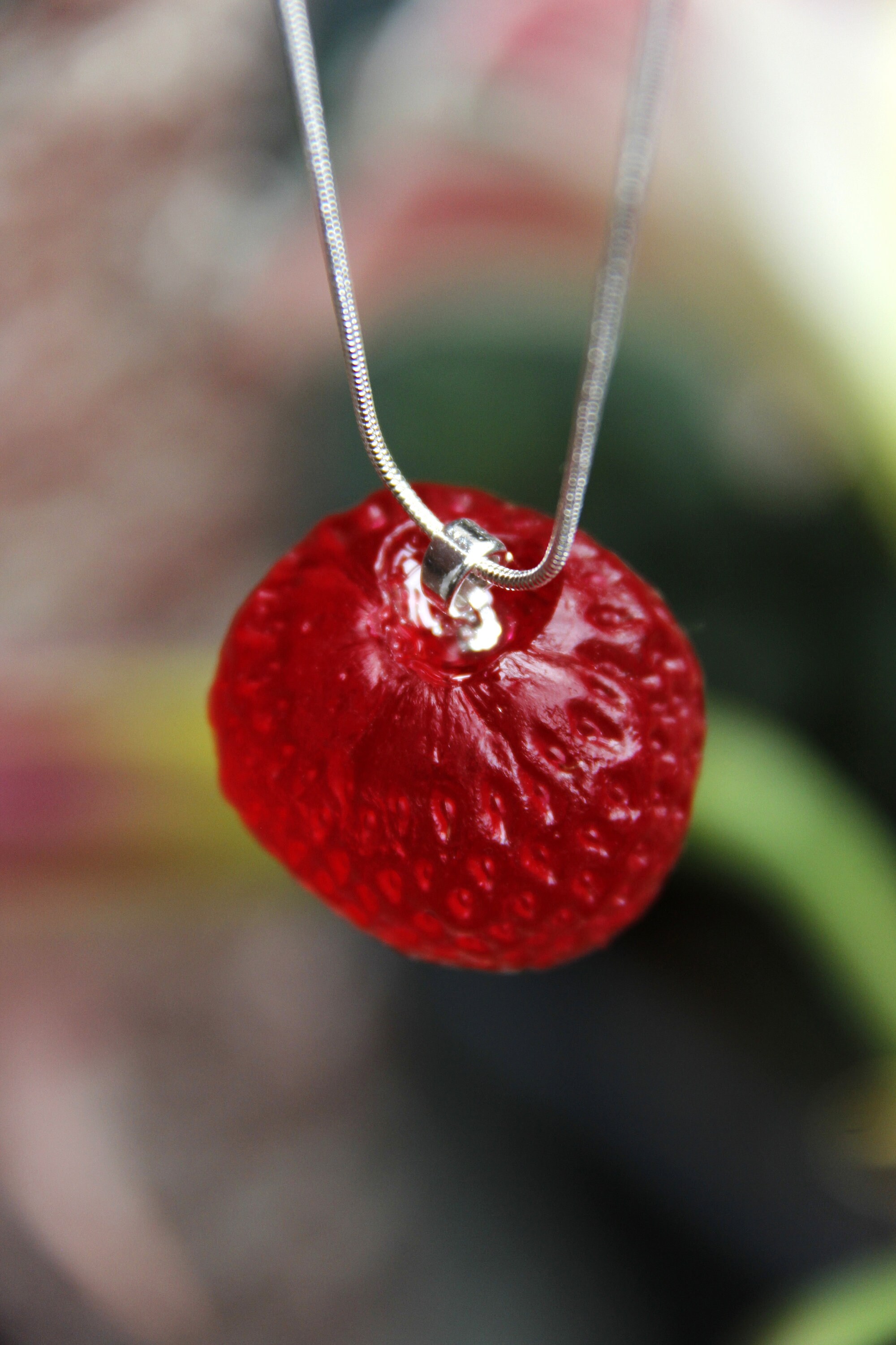 Strawberry necklace Strawberry Jewelry Fruit Necklace Crystal Etsy