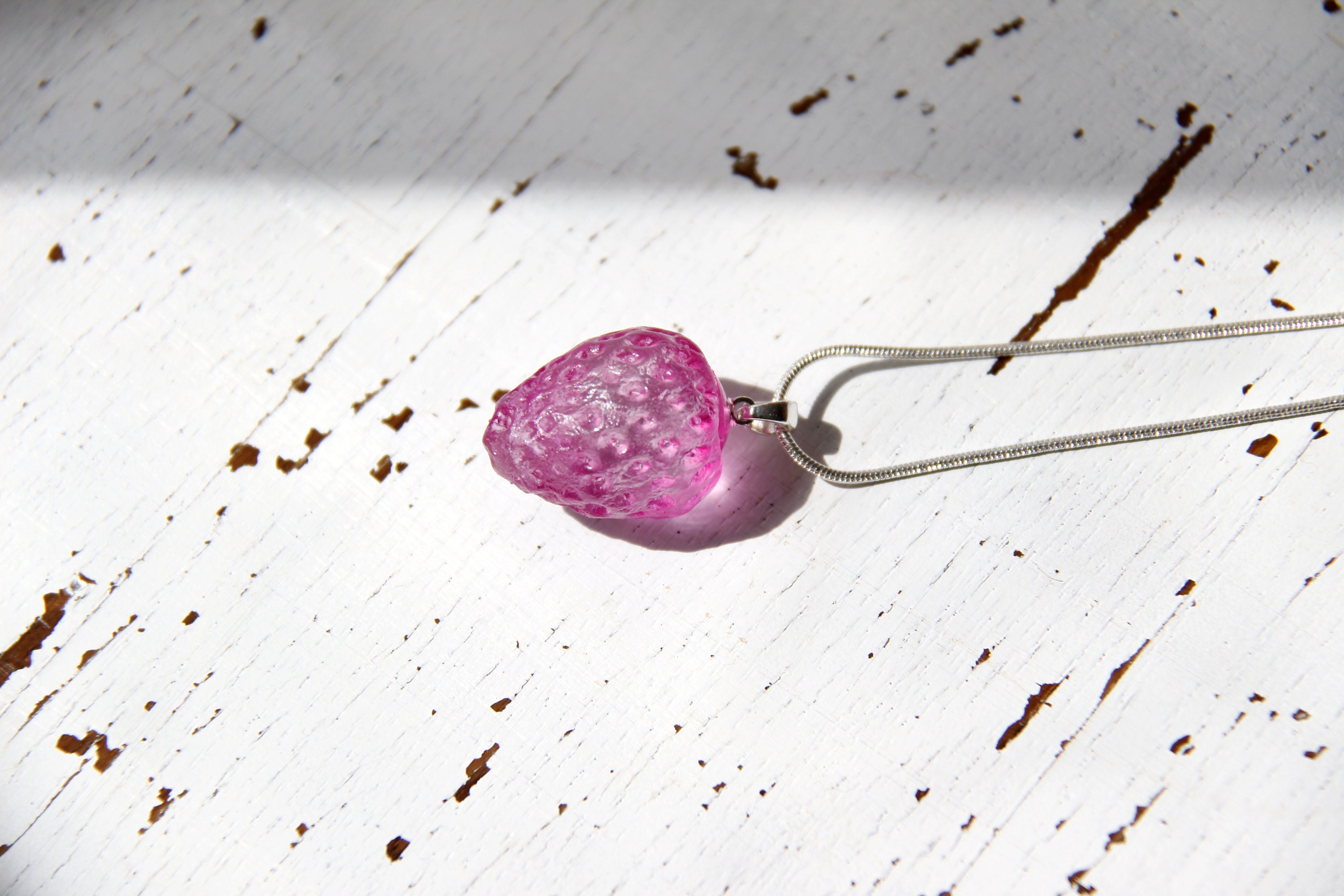 Strawberry Necklace Strawberry Jewelry Fruit Necklace Crystal Etsy