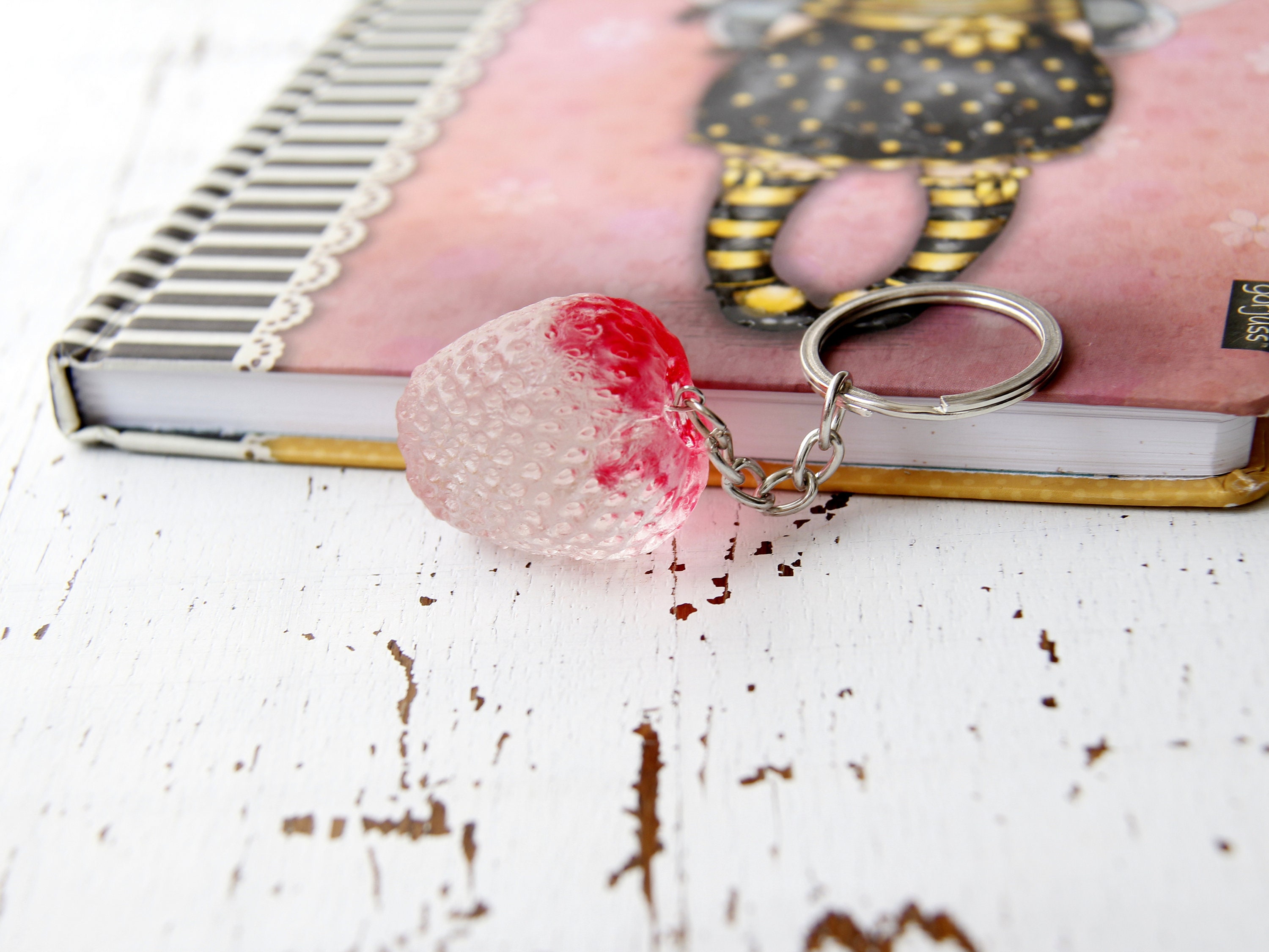 Keychain strawberry Cute Keychains resin Keychains women Etsy