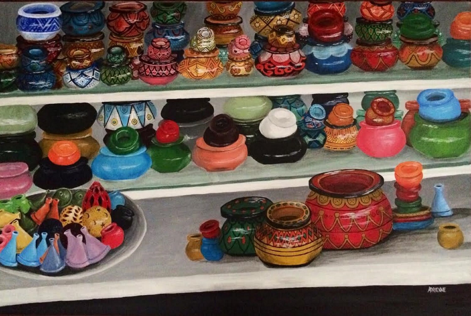 Original Acrylic Painting Clay Pots Etsy