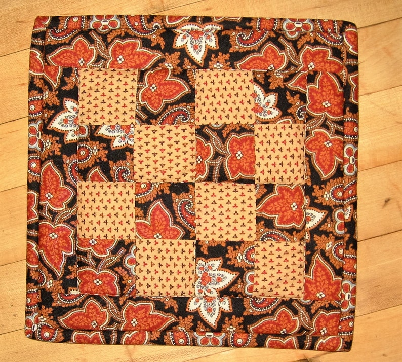 Potholder Set Traditional Decor Homemade in Maine Quilted Country Decor Farmhouse Decor Primitive Decor Hot Pad Fall