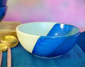 Blue & white soup bowl, ceramic bowl, serving bowl, pasta bowl, rice bowl, cereal bowl, modern bowl, ice cream bowl, handmade Christmas gift