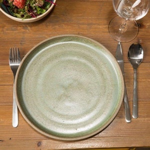 Ceramic plate, Green pate, large plate, Rustic Plate, Dinner Plate, Salad Plates, Rustic Dinnerware, kitchen holiday presents