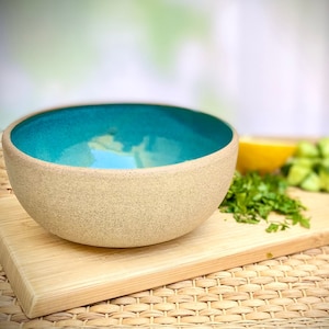 Small salad bowl, ceramic bowl, turquoise bowl, handmade soup bowl, rice bowl, serving dish, ramen bowl, pottery bowl, Christmas presents