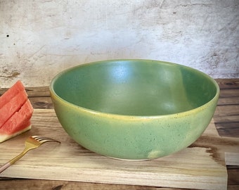 Fruit Bowl, Green Bowl, Stoneware Dish, Centerpiece Table, Ceramic bowl, Serving Bowl, Pottery Gift, Large Bowl, Family bowl, Kitchen Gift
