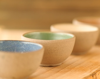Handgemachte Keramik Tapas Schalen, Bunte Dip Set von Vier