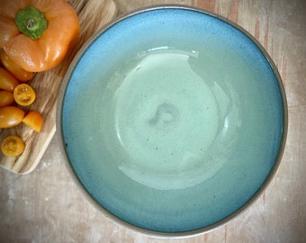 Ceramic Large bowl, Family Bowl, Pasta Bowl, Light Turquoise Pottery, Rustic Bowl, Snacking, salad bowl, Bowl, Serving Bowl, unique gift