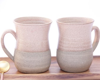 Romantic mugs, Pink mugs, Coffee mugs, SET OF TWO, Pair Coffee cup, Clay Mug, Ceramic mug, tea cup, rustic style, mug set, his and hers mug