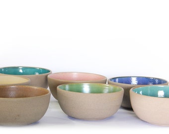 Colorful bowls set, ceramic bowl, soup bowl, clay bowl, rice bowl, cereal bowl, wedding gift idea, Pottery Handmade, Choose your bowl color!