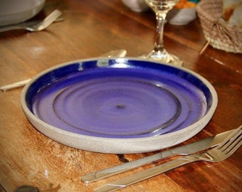 Handmade Ceramic Plate Set: Blue Rustic Dinner Plates