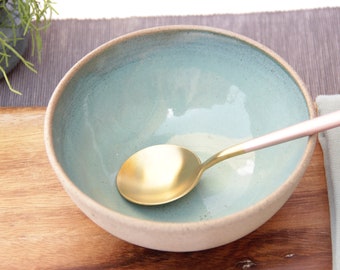 stoneware bowl, Medium Handmade Bowl, ceramic bowl, Rice bowl, Cereal bowl, Light blue dish, Glazed Pottery, new home gift, rustic dish