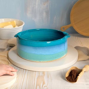 Turquoise Ceramic Baking Dish: Handmade Pottery Casserole - Oven Safe