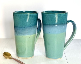 Handmade Ceramic Huge Mug: Turquoise Stoneware Coffee Cup (500ML)