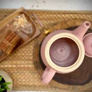 Ceramic kettle, Beautiful Teapot, pink tea pot, pink glaze, Holds 49 FL Oz, pottery pitcher, tea pot with Strainer, rustic kettle, mom gift image 3