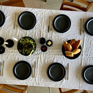Juego de platos negros, Juego de platos de cerámica, Juego de vajillas, Plato de gres negro de vajilla, Primer plato y plato principal, Juego de 12 fotos, Plato de cena