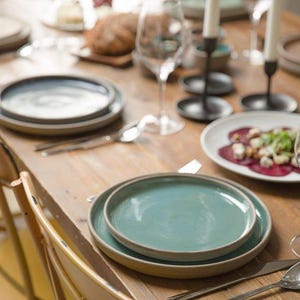 Juego de platos de cena de cerámica moderna, vajilla colorida, juego de 12 piezas, hermosa cerámica hecha a mano, juego de vajilla de cerámica, regalo de boda