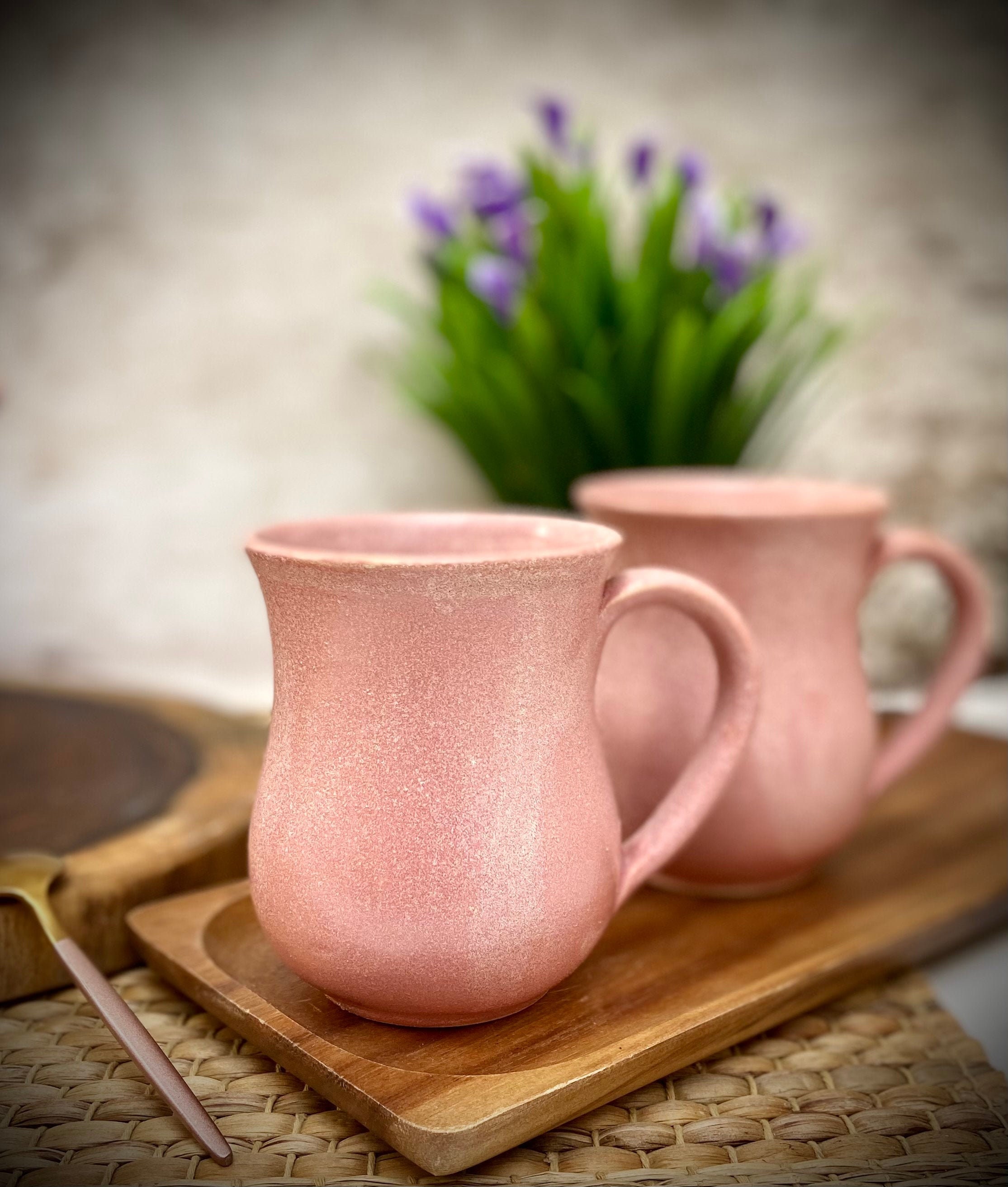 Pink Coffee Mug
 Set of Two Romantic Pink Coffee Mugs Pair Coffee Cup Set of