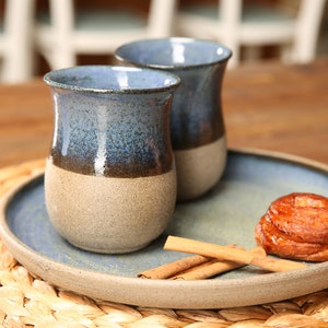 Blue mug, Ceramic coffee Mug, cappuccino cup, espresso mug, pottery cup, coffee lovers gift, mug with lid, stoneware mug, Rustic home décor image 5