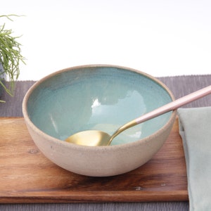 stoneware bowl, Medium Handmade Bowl, ceramic bowl, Rice bowl, Cereal bowl, Light blue dish, Glazed Pottery, new home gift, rustic dish